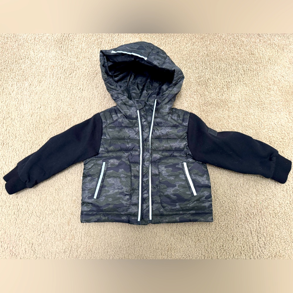 Michael Kors Boys 2T Camouflage Hooded Jacket with Black Sleeves